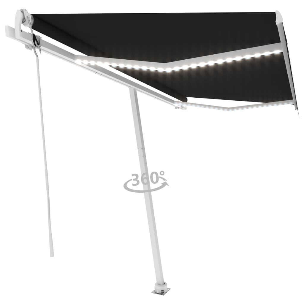 Vidaxl Luifel Automatik mit LED- und Windsensor 450x350 cm Anthrazit