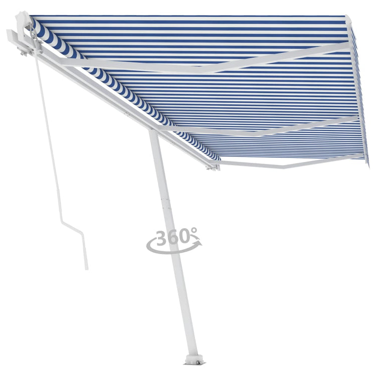 Vidaxl luifel distanziert sich manuell erstreckt sich 600x350 cm blau und weiß