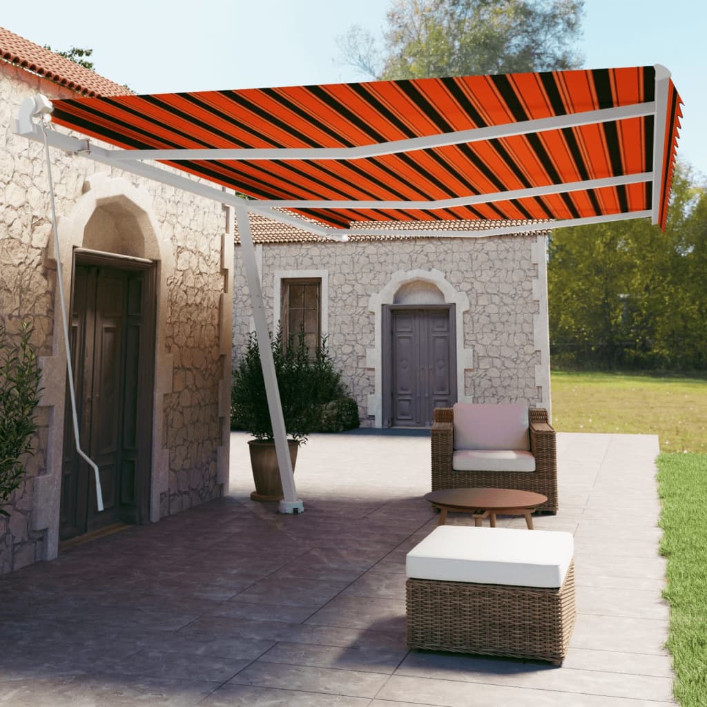 Vidaxl Laifel abgelöst manuell 600x350 cm Orange Braun herausziehen
