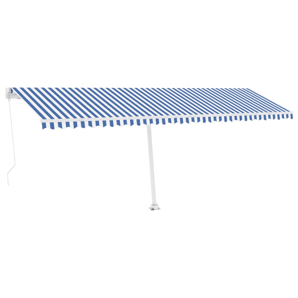 Vidaxl luifel manuell ausziehbar mit LED 600x350 cm blau und weiß