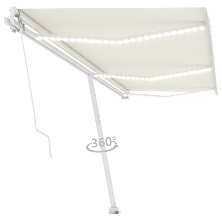 Vidaxl Luifel mit LED 600x350 cm cremefarbener geleitet