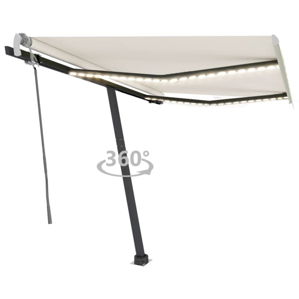 Vidaxl Luifel mit LED 300x250 cm cremefarbener geleitet