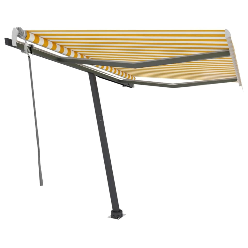 Vidaxl Luifel manuell ausziehbar mit LED 300x250 cm gelb und weiß