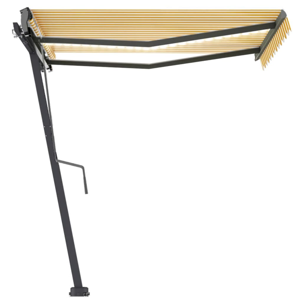 Vidaxl Luifel manuell ausziehbar mit LED 300x250 cm gelb und weiß