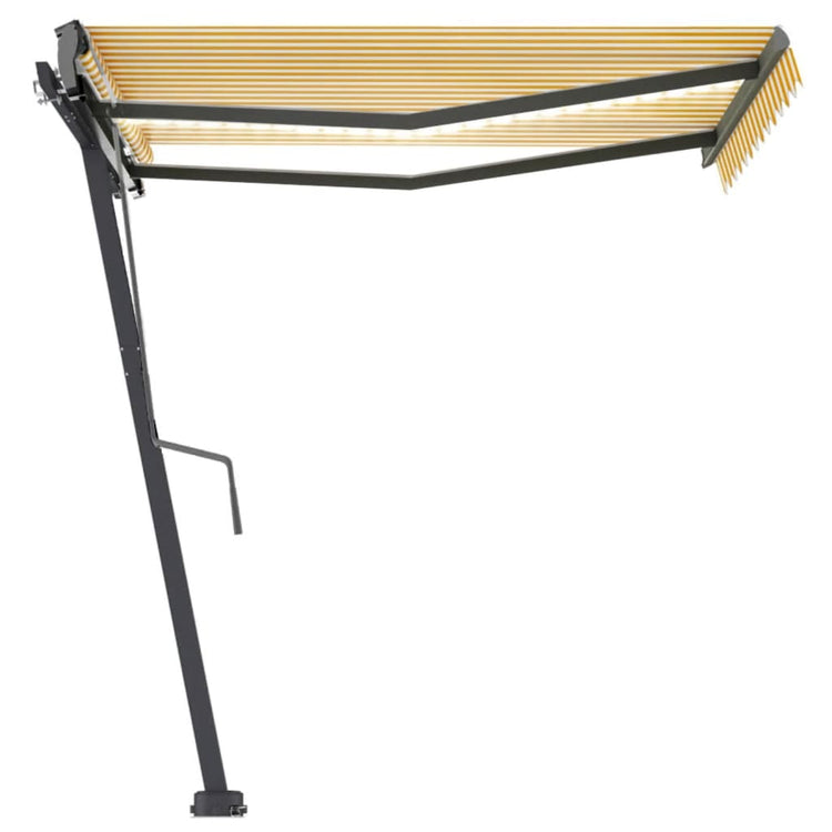 Vidaxl Luifel manuell ausziehbar mit LED 300x250 cm gelb und weiß