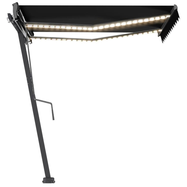 Vidaxl luifel manuell erweiterbar mit LED 300x250 cm Anthrazitfarbe