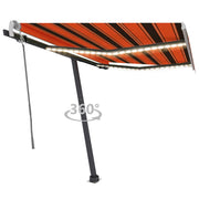 Vidaxl Luifel manuell ausziehbar mit LED 300x250 cm Orange und Braun - afbeelding 1