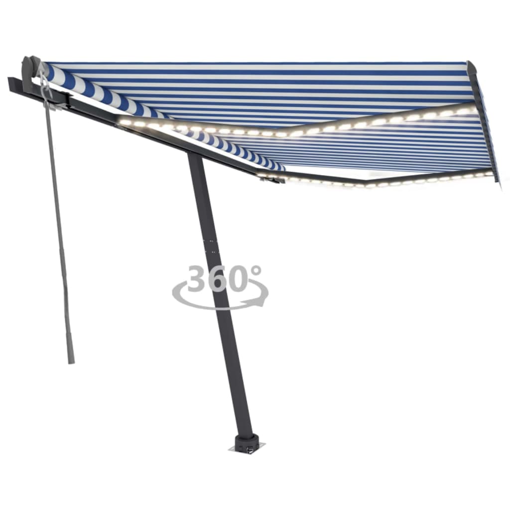 Vidaxl Luifel Automatik mit LED- und Windsensor 300x250 cm blau weiß