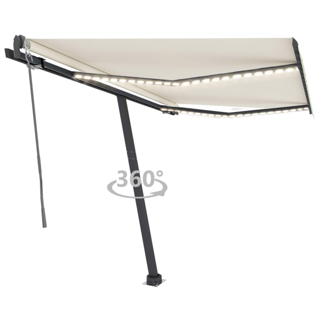 Vidaxl Luifel Automatik mit LED- und Windsensor 300x250 cm Creme Farbe
