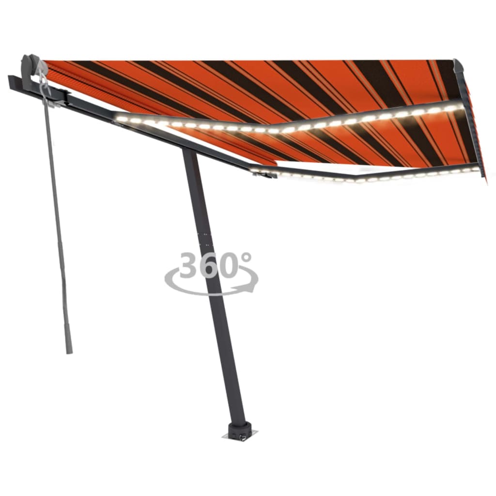 Vidaxl Luifel Automatik mit LED -Windsensor 300x250 cm Orange Braun
