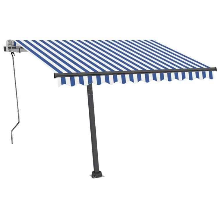 Vidaxl Luifel manuell ausziehbar mit LED 350x250 cm blau und weiß