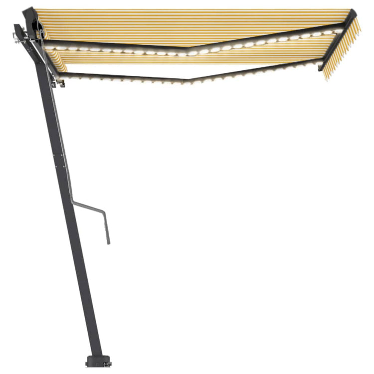 Vidaxl Luifel Automatik mit LED- und Windsensor 350x250 cm gelb und weiß