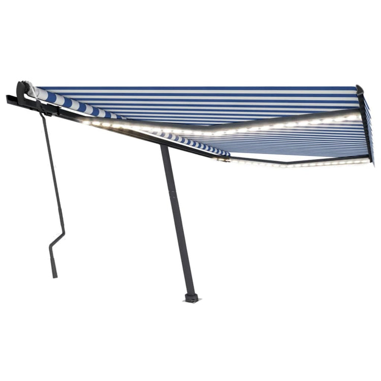 Vidaxl luifel manuell ausziehbar mit LED 400x300 cm blau und weiß