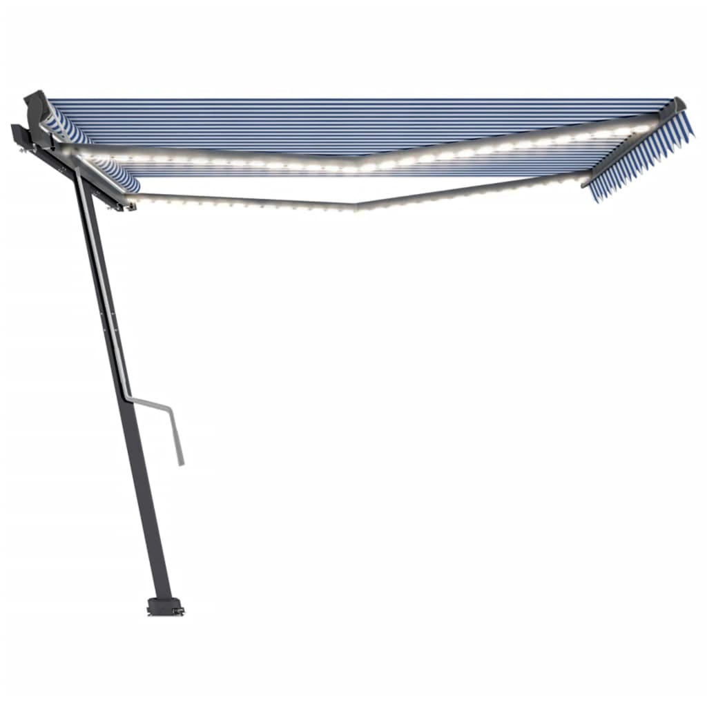 Vidaxl luifel manuell ausziehbar mit LED 400x300 cm blau und weiß