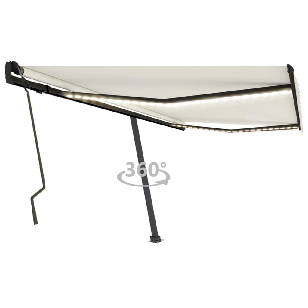 Vidaxl luifel manuell ausziehbar mit LED 400x300 cm cremefarben