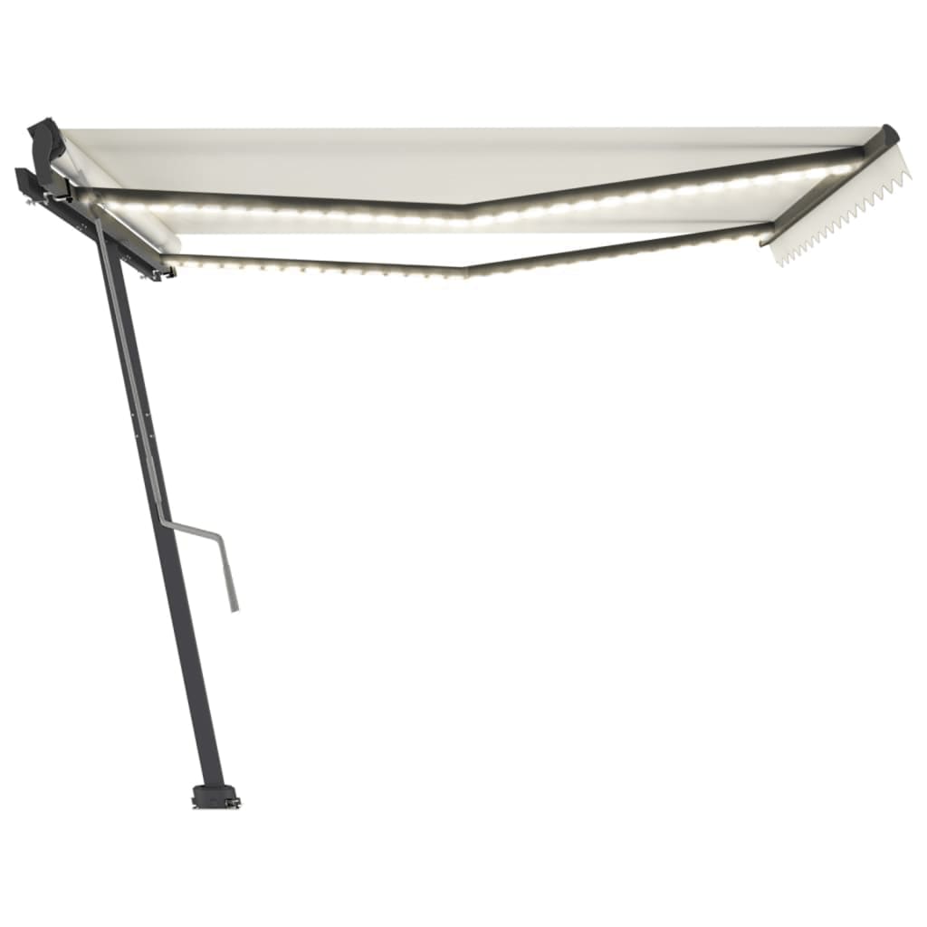 Vidaxl luifel manuell ausziehbar mit LED 400x300 cm cremefarben