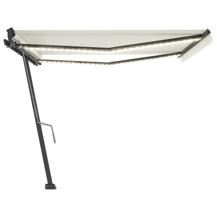 Vidaxl luifel manuell ausziehbar mit LED 400x300 cm cremefarben
