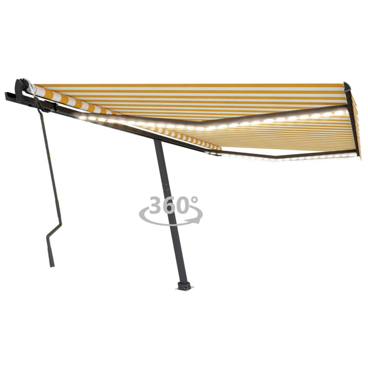 Vidaxl luifel manuell ausziehbar mit LED 400x300 cm gelb und weiß