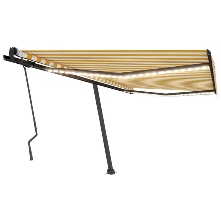 Vidaxl luifel manuell ausziehbar mit LED 400x300 cm gelb und weiß
