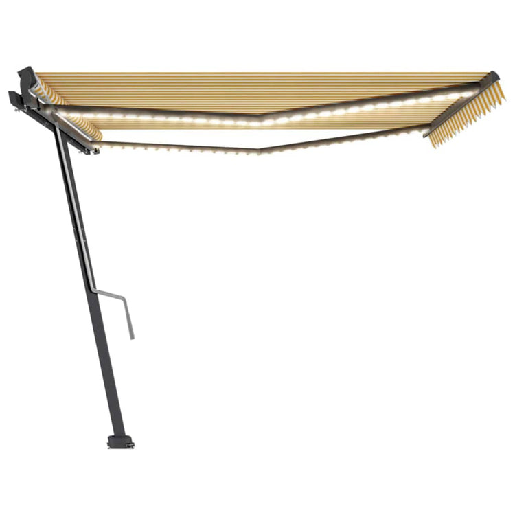 Vidaxl luifel manuell ausziehbar mit LED 400x300 cm gelb und weiß