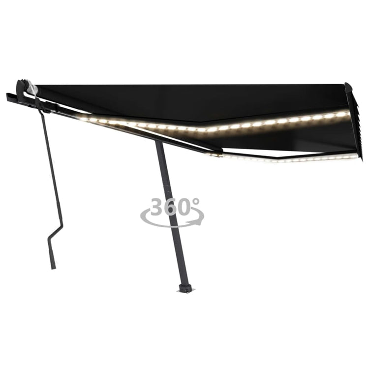 Vidaxl luifel manuell ausziehbar mit LED 400x300 cm Anthrazitfarbe