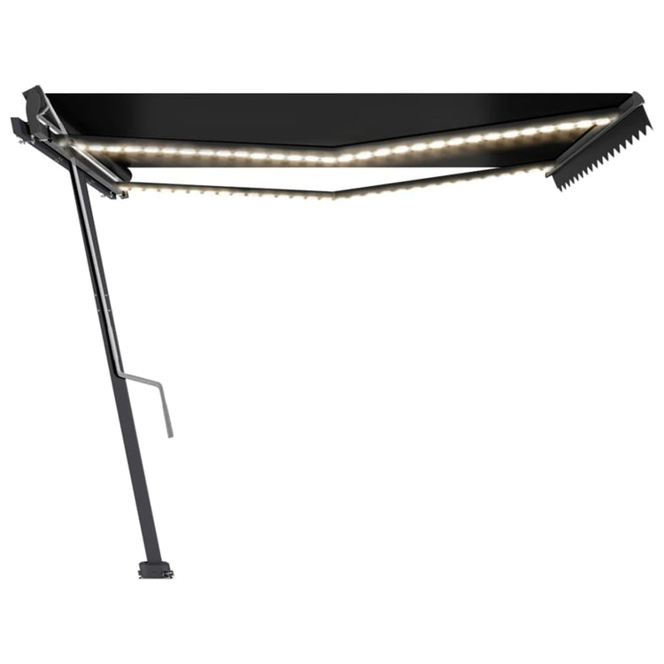Vidaxl luifel manuell ausziehbar mit LED 400x300 cm Anthrazitfarbe