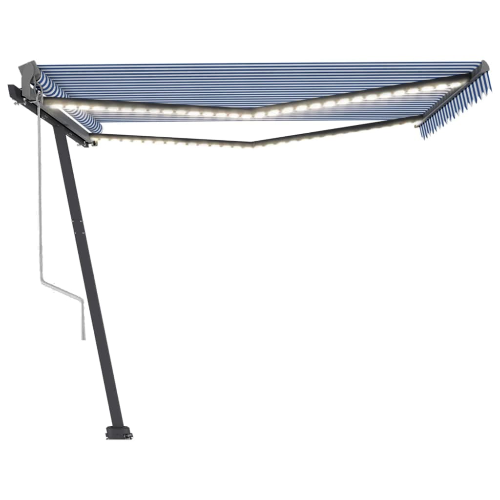 Vidaxl Luifel Automatik mit LED- und Windsensor 400x300 cm blau und weiß