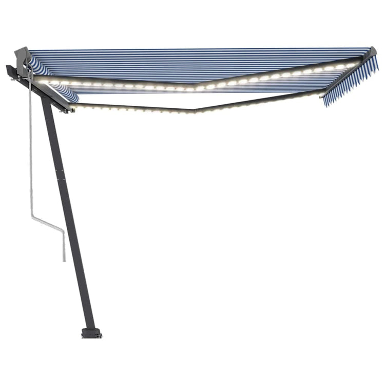 Vidaxl Luifel Automatik mit LED- und Windsensor 400x300 cm blau und weiß