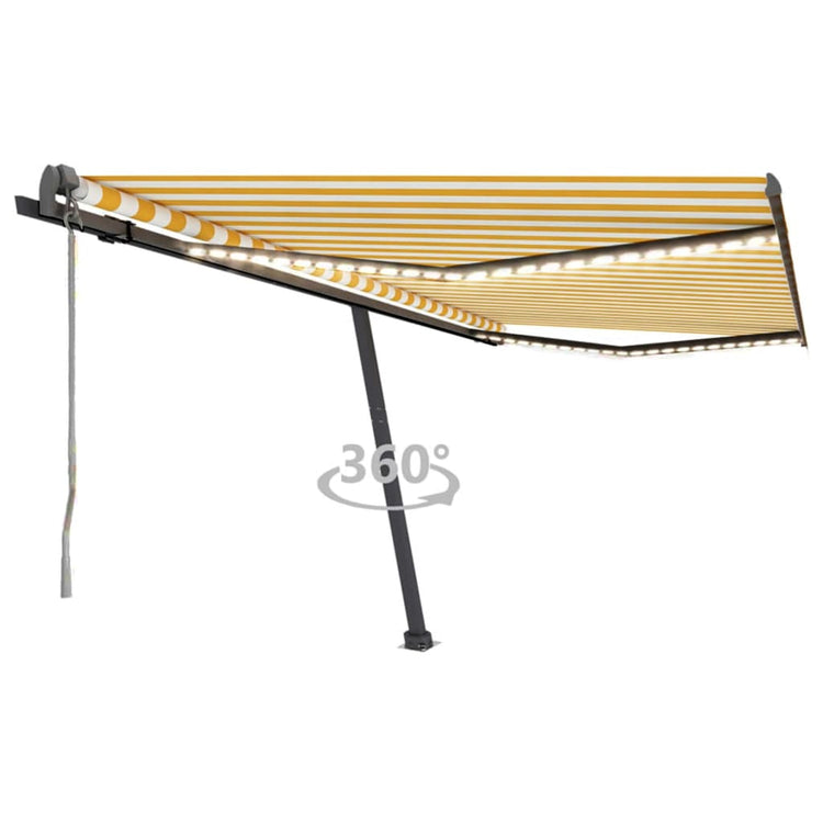 Vidaxl Luifel Automatik mit LED- und Windsensor 400x300 cm gelb und weiß