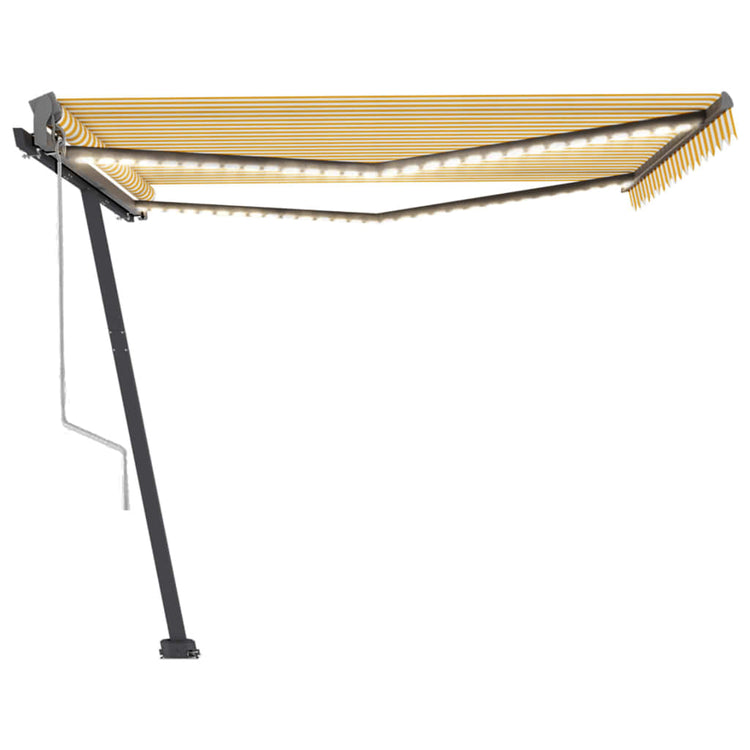 Vidaxl Luifel Automatik mit LED- und Windsensor 400x300 cm gelb und weiß