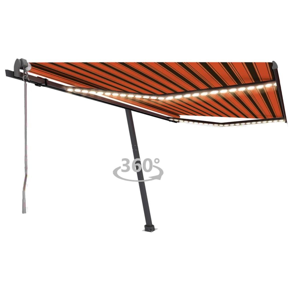 Vidaxl Luifel Automatik mit LED -Windsensor 400x300 cm Orange Braun