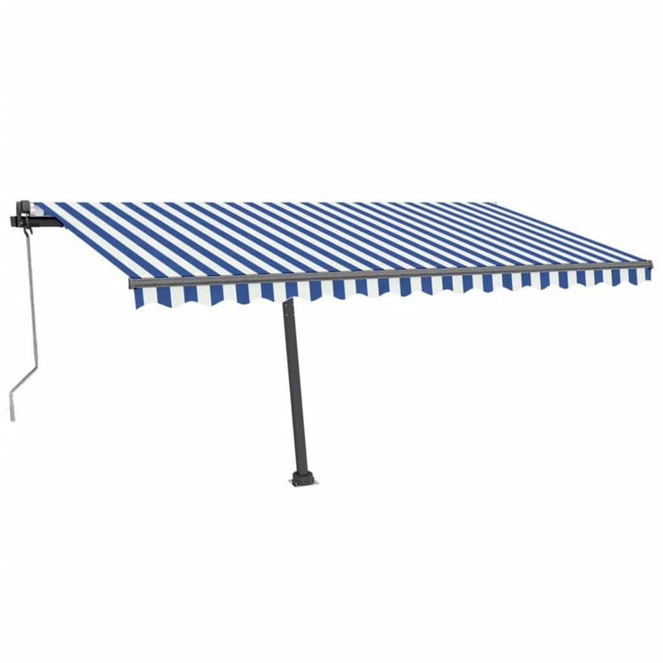 Vidaxl Luifel Automatik mit LED- und Windsensor 450x300 cm blau weiß