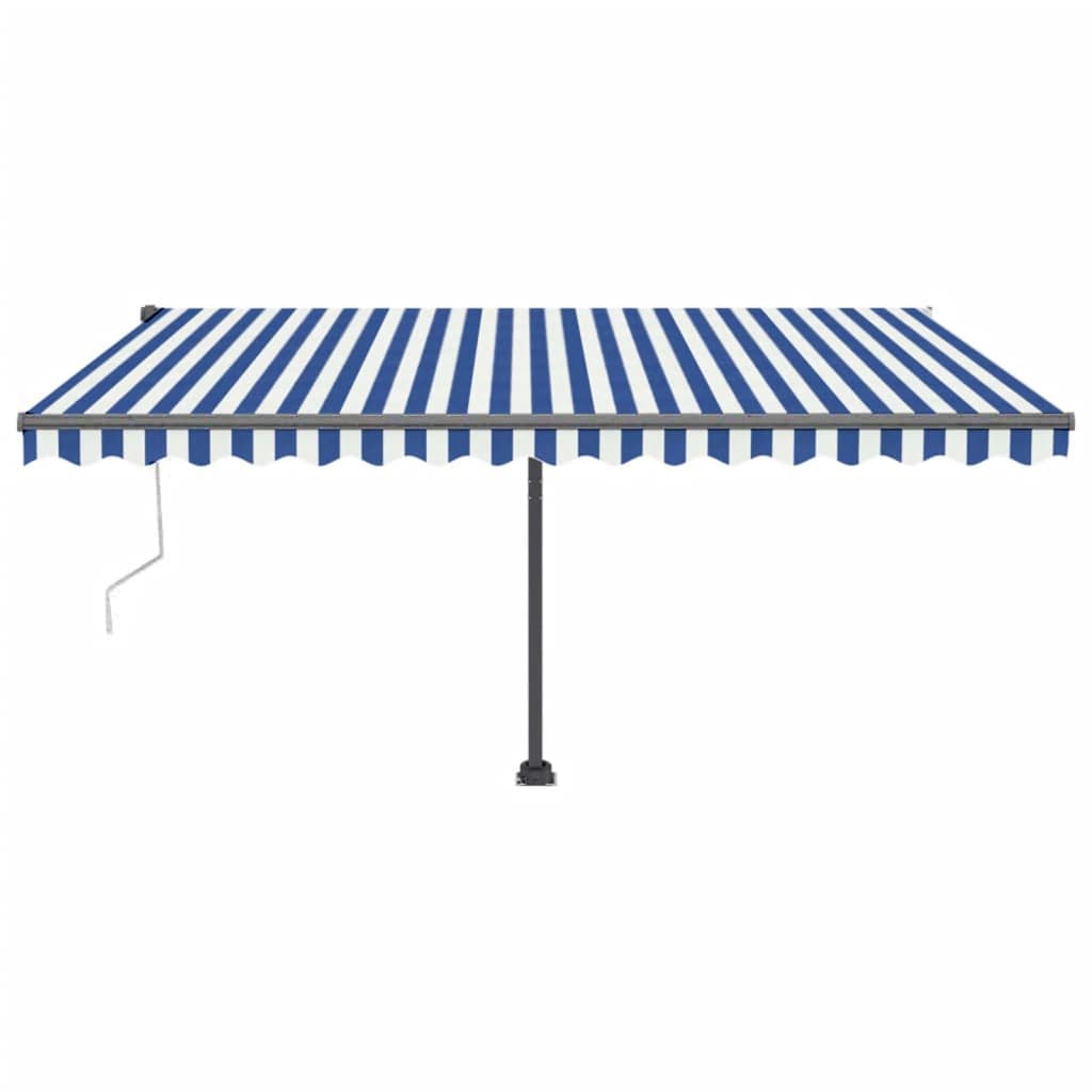Vidaxl Luifel Automatik mit LED- und Windsensor 450x300 cm blau weiß