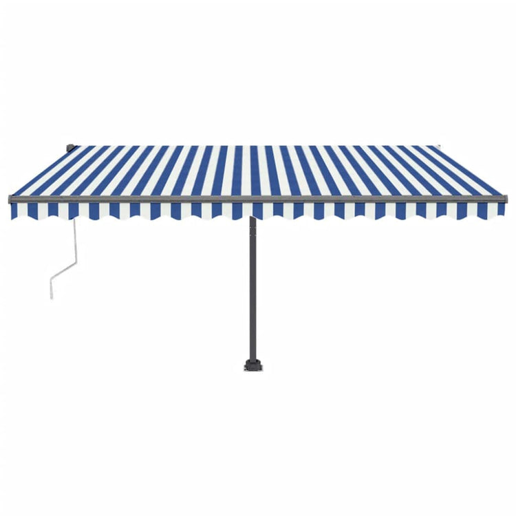 Vidaxl Luifel Automatik mit LED- und Windsensor 450x300 cm blau weiß