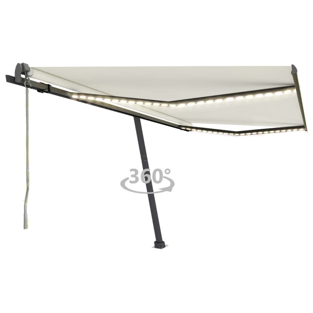 Vidaxl Luifel Automatik mit LED- und Windsensor 450x300 cm Creme Farbe