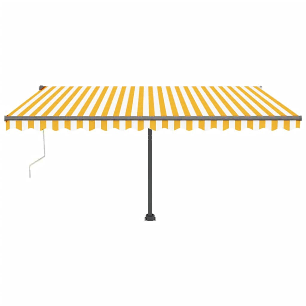 Vidaxl Luifel Automatik mit LED- und Windsensor 450 x 300 cm gelb und weiß