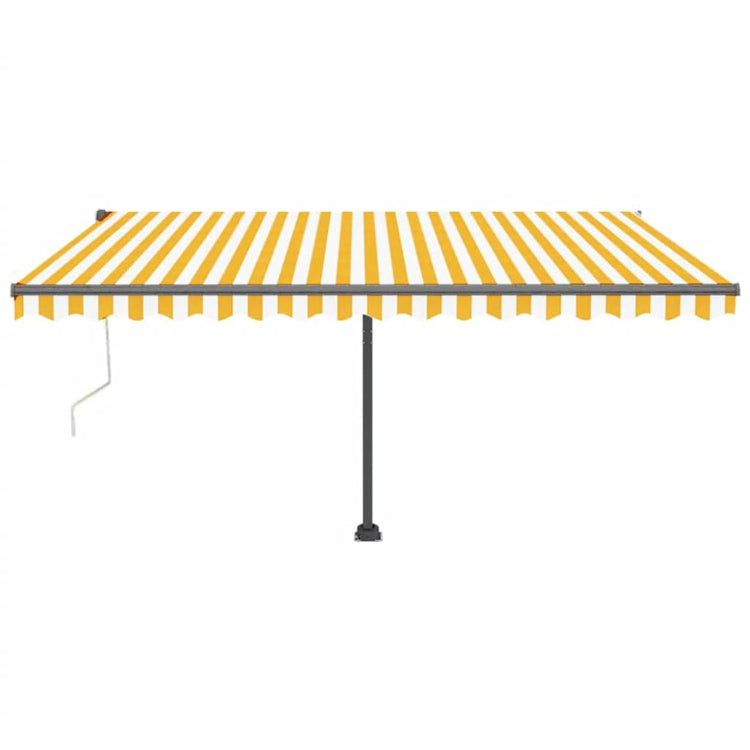 Vidaxl Luifel Automatik mit LED- und Windsensor 450 x 300 cm gelb und weiß