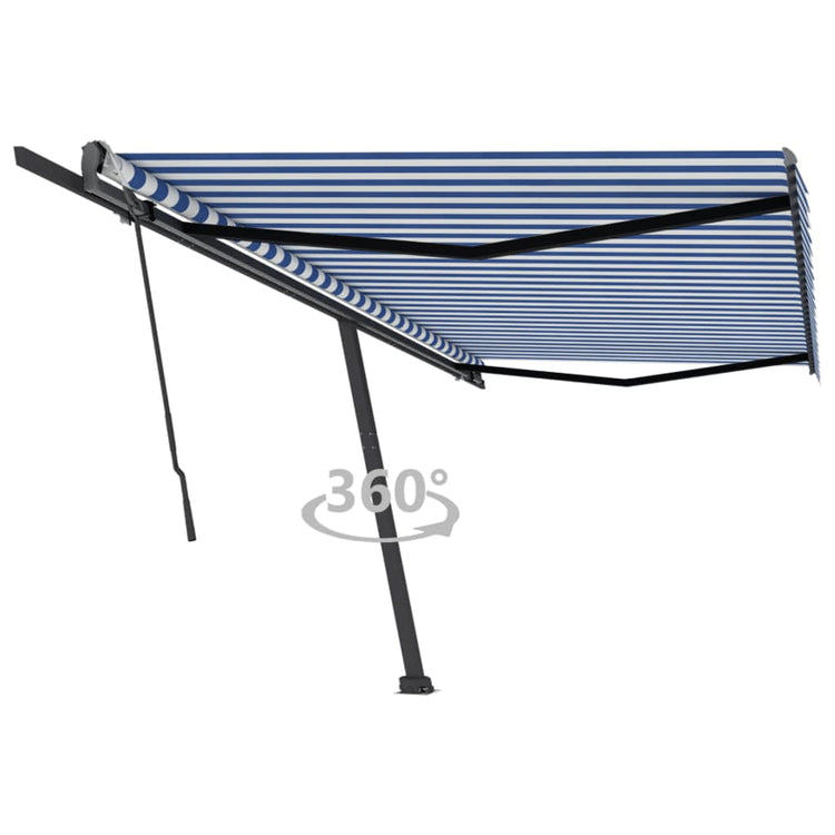 Vidaxl luifel distanziert sich manuell erstreckt sich 500 x 300 cm blau und weiß