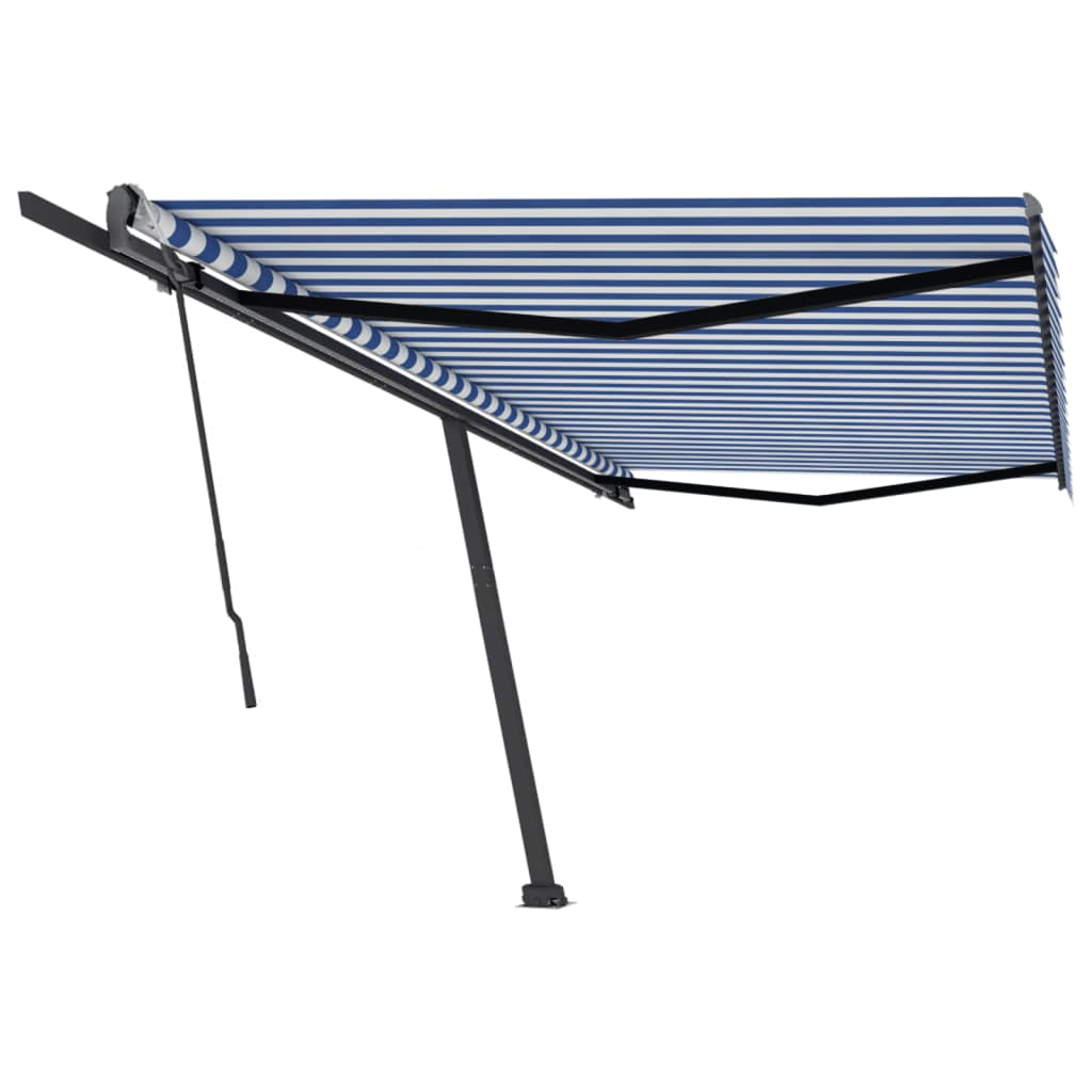 Vidaxl luifel distanziert sich manuell erstreckt sich 500 x 300 cm blau und weiß