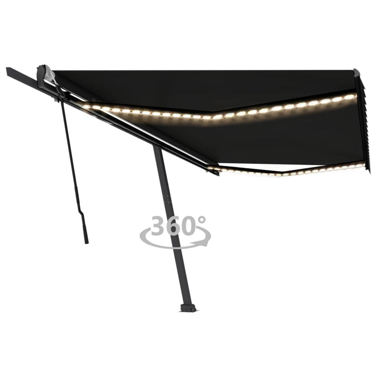 Vidaxl Luifel manuell ausziehbar mit LED 500x300 cm Anthrazitfarbe