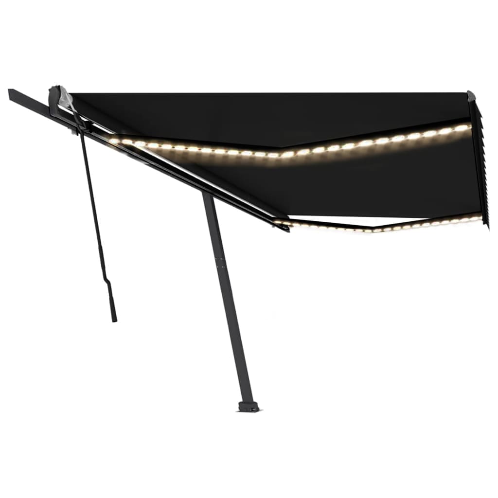 Vidaxl Luifel manuell ausziehbar mit LED 500x300 cm Anthrazitfarbe