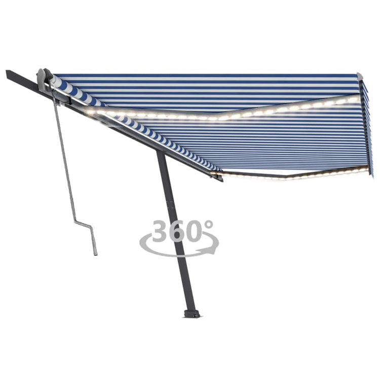 Vidaxl Luifel Automatik mit LED- und Windsensor 500x300 cm blau weiß