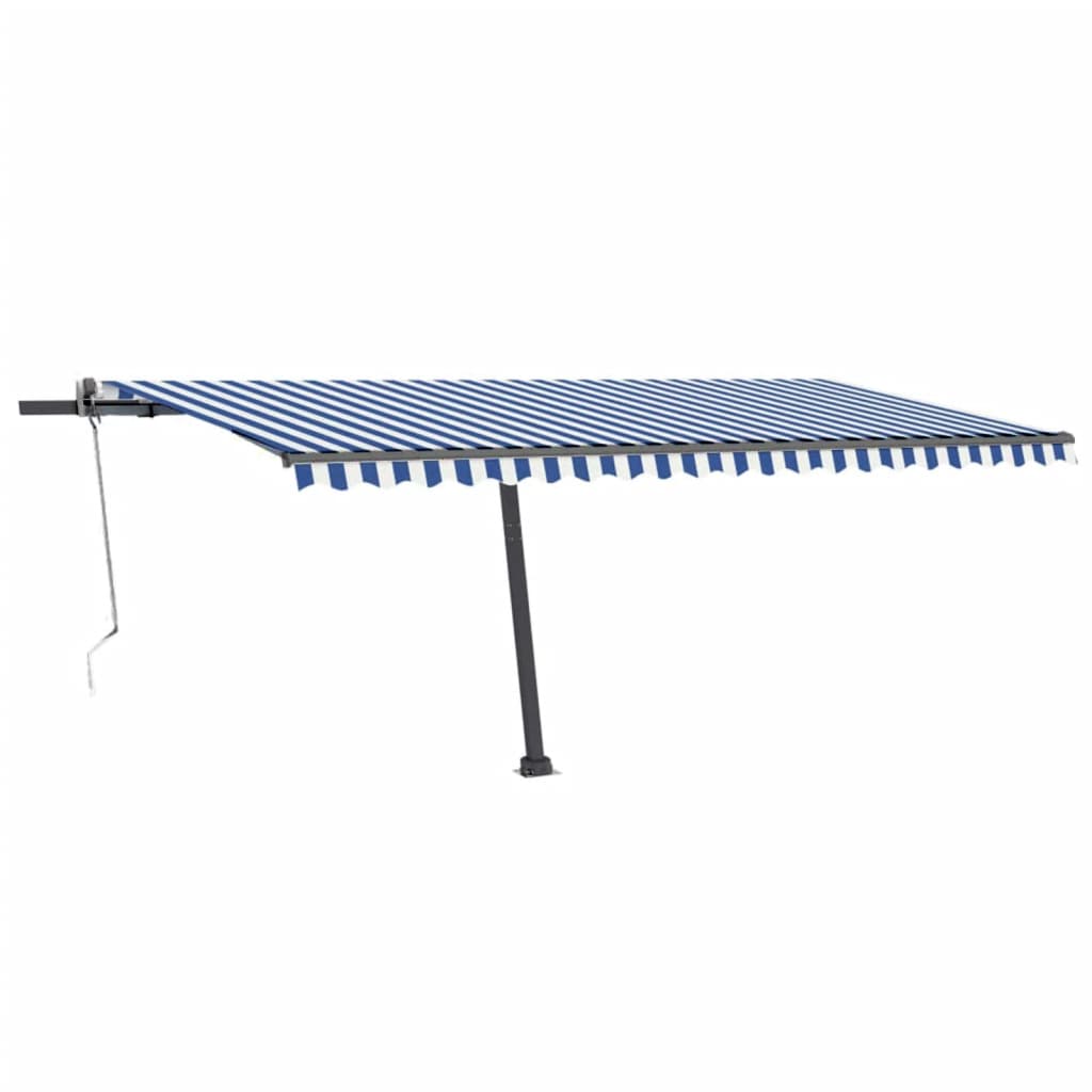 Vidaxl Luifel Automatik mit LED- und Windsensor 500x300 cm blau weiß