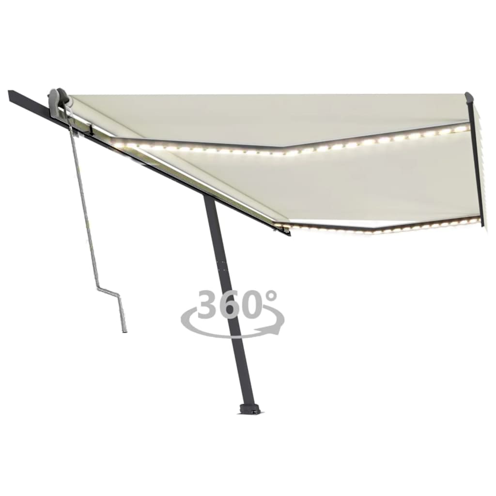 Vidaxl Luifel Automatik mit LED- und Windsensor 500x300 cm Creme Farbe