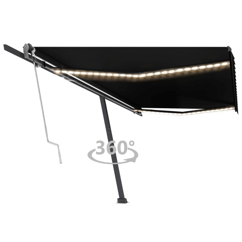 Vidaxl Luifel Automatik mit LED- und Windsensor 500x300 cm Anthrazit