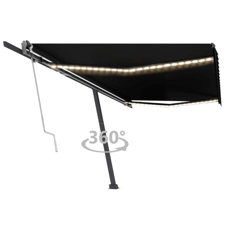 Vidaxl Luifel Automatik mit LED- und Windsensor 500x300 cm Anthrazit