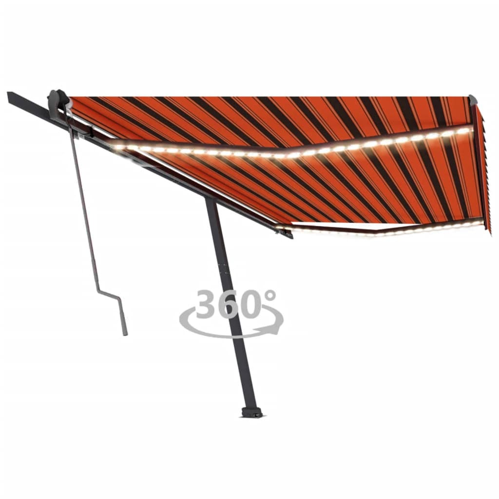 Vidaxl Luifel Automatik mit LED -Windsensor 500x300 cm Orange Braun