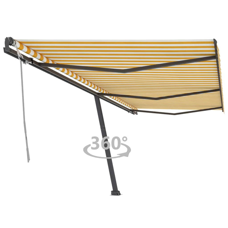 Vidaxl luifel distanziert sich manuell erstreckt sich 600 x 300 cm gelb und weiß