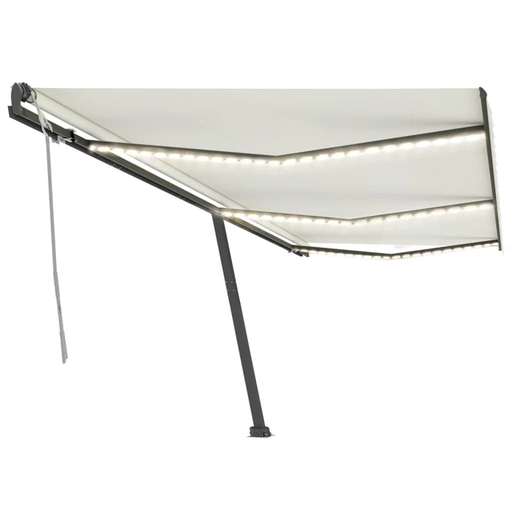 Vidaxl luifel manuell ausziehbar mit LED 600x300 cm cremefarben