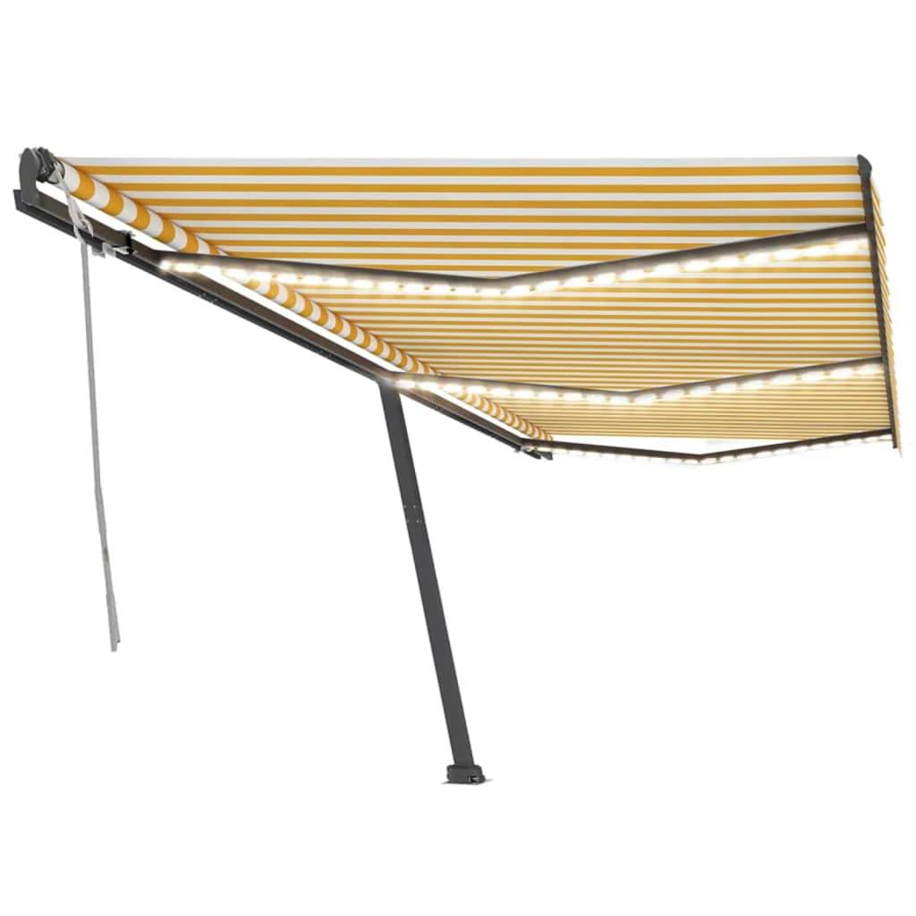 Vidaxl luifel manuell ausziehbar mit LED 600x300 cm gelb und weiß